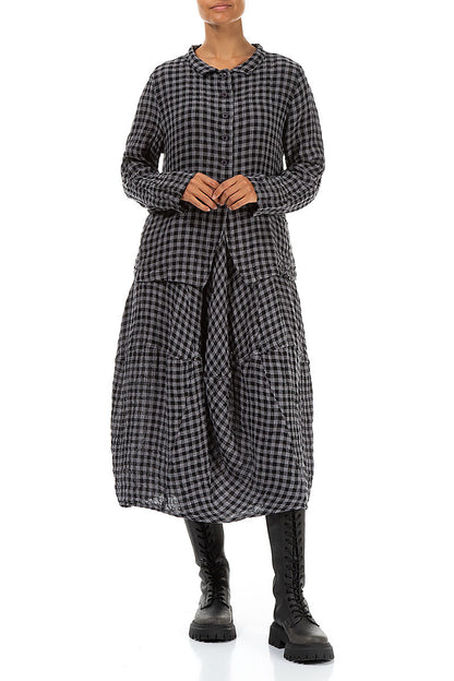 Buttoned Grey Check Linen Jacket 4