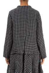 Buttoned Grey Check Linen Jacket 2