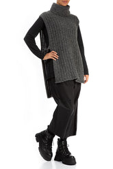 Buttoned Grey Wool Slipover 5