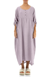 Buttoned Lilac Linen Dress 1