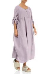 Buttoned Lilac Linen Dress 4