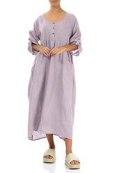 Buttoned Lilac Linen Dress 3