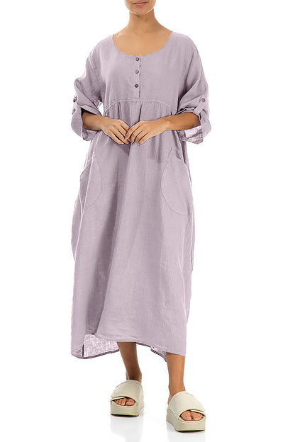 Buttoned Lilac Linen Dress 3