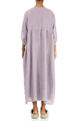 Buttoned Lilac Linen Dress 2