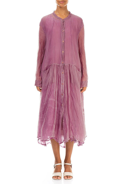 Buttoned Mauve Taupe Silk Chiffon Jacket 1