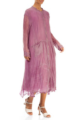 Buttoned Mauve Taupe Silk Chiffon Jacket 3