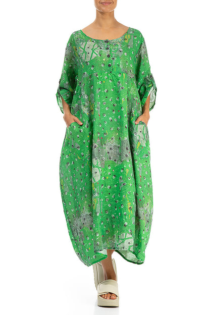 Buttoned Meadow Linen Dress 4