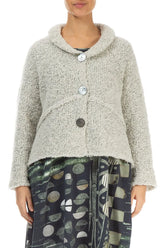 Buttoned Mélange Ivory Alpaca Wool Cardigan 1