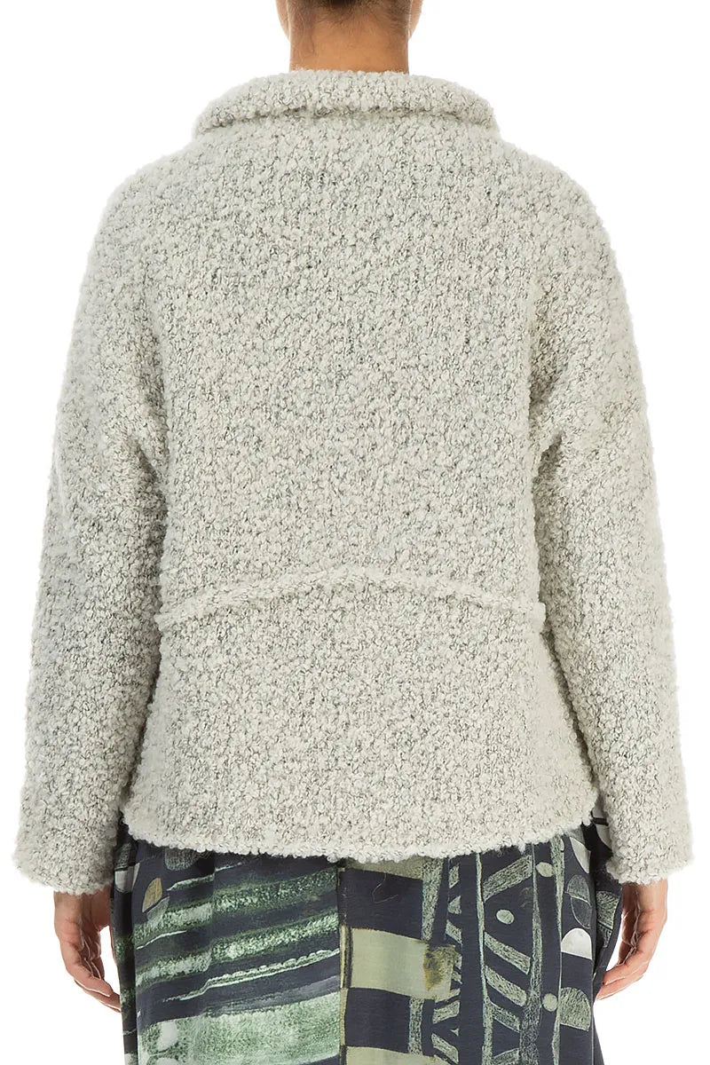 Buttoned Mélange Ivory Alpaca Wool Cardigan 2