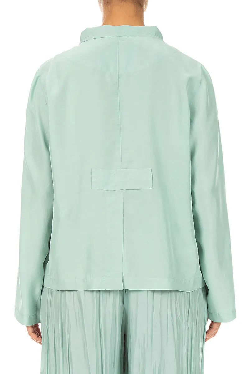 Buttoned Mint Pure Silk Jacket 2