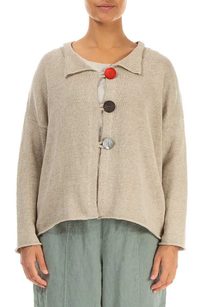 Gilet boutonné en lin naturel