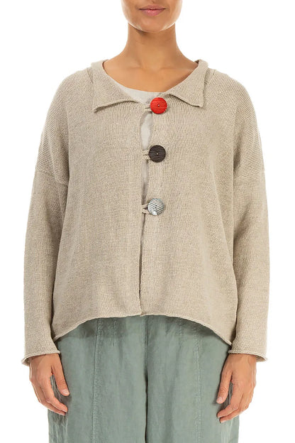 Gilet boutonné en lin naturel