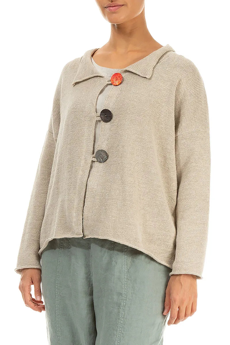 Gilet boutonné en lin naturel