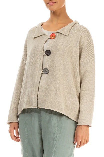 Gilet boutonné en lin naturel