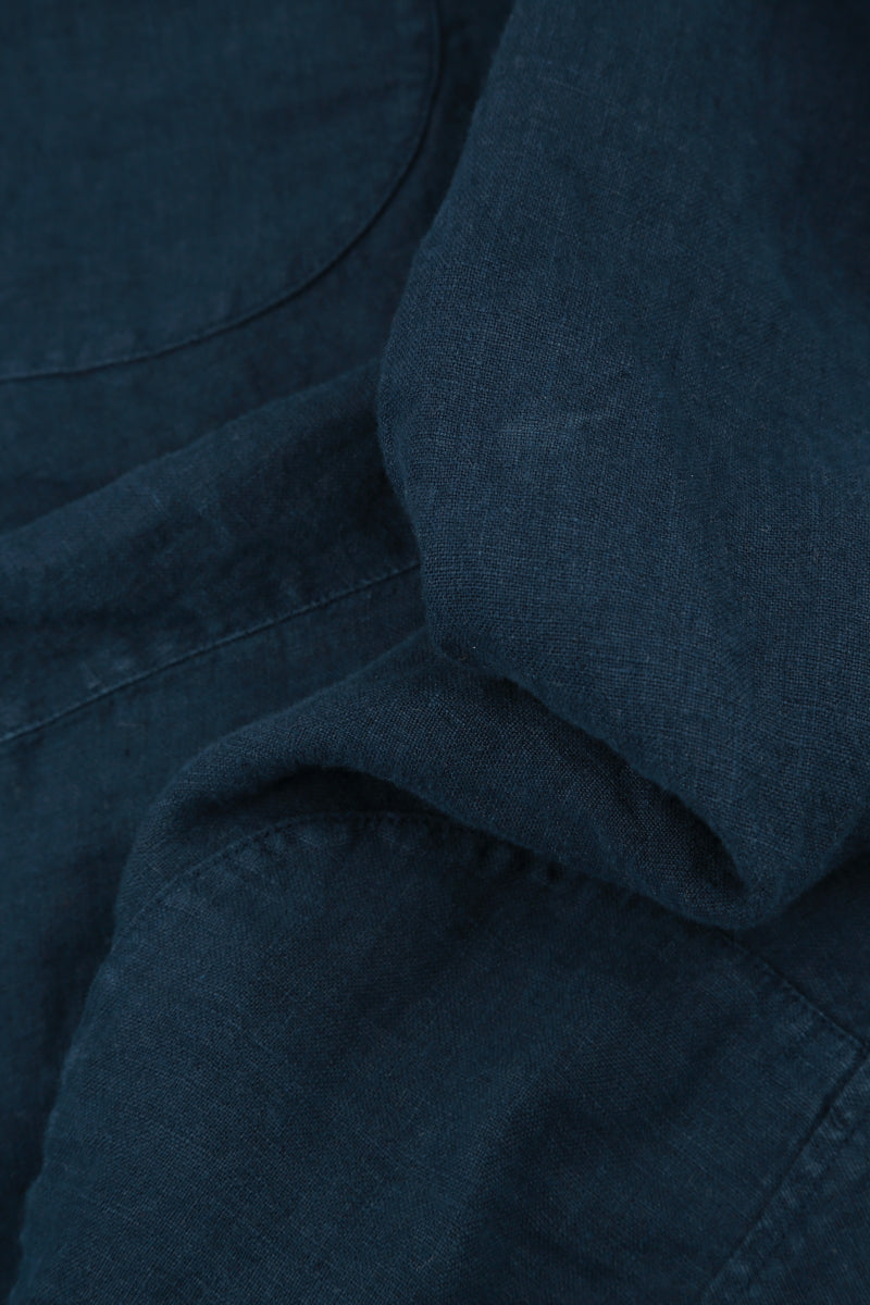 Buttoned Navy Linen Jacket
