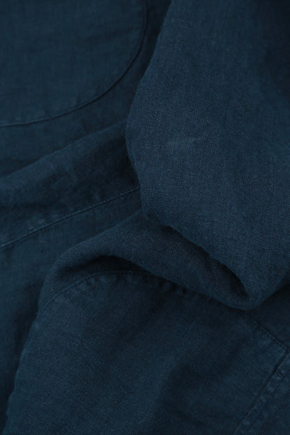 Buttoned Navy Linen Jacket