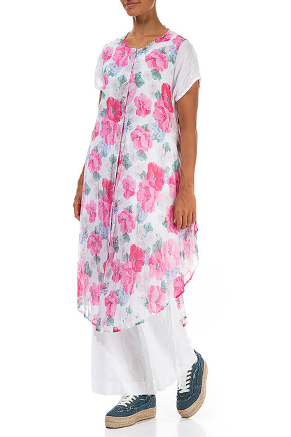 Buttoned Peony Blossom Cotton Tunic Vest 3