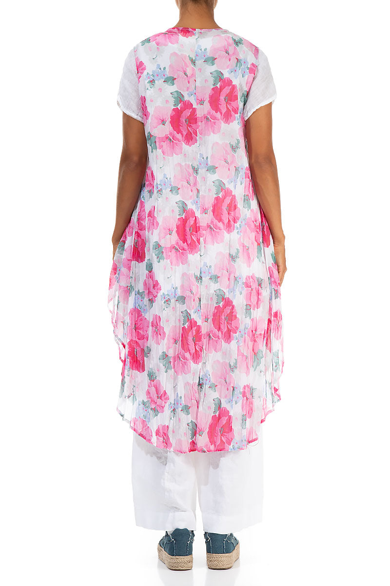 Buttoned Peony Blossom Cotton Tunic Vest 2