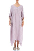 Buttoned Pink Check Linen Dress 1