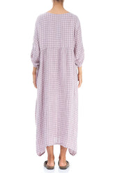 Buttoned Pink Check Linen Dress 2