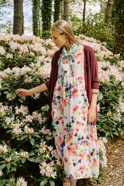 Robe Boutonnée en Soie de Bambou Imprimé Primevère