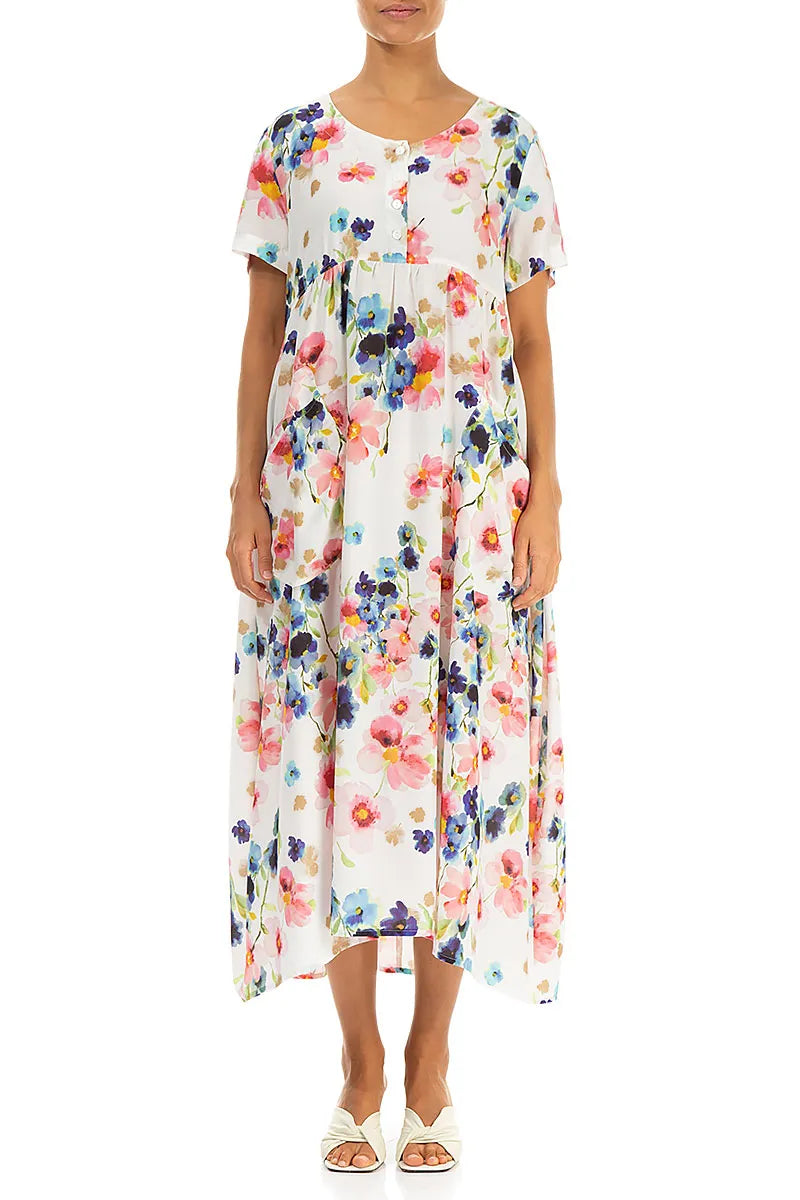 Buttoned Primrose Silk Bamboo Dress