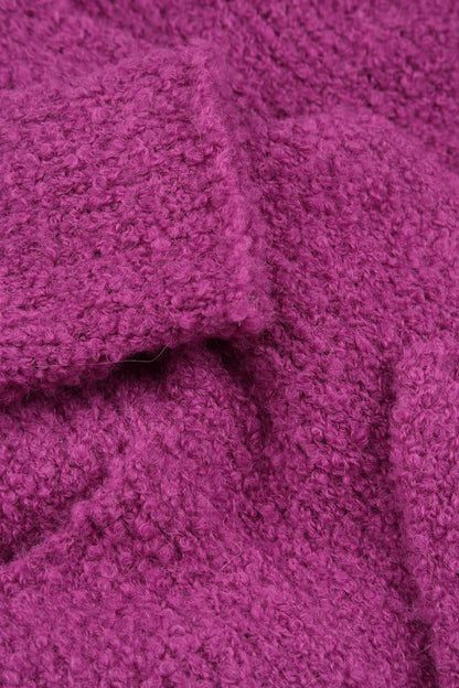 Asymmetric Buttoned Royal Fuchsia Alpaca Wool Cardigan 5