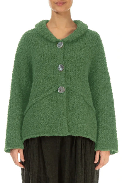 Buttoned Sage Green Alpaca Wool Cardigan