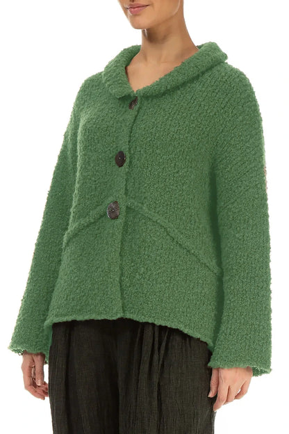 Buttoned Sage Green Alpaca Wool Cardigan