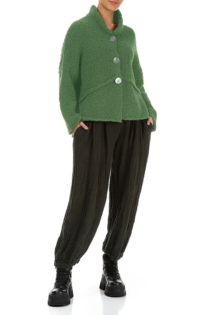 Buttoned Sage Green Alpaca Wool Cardigan