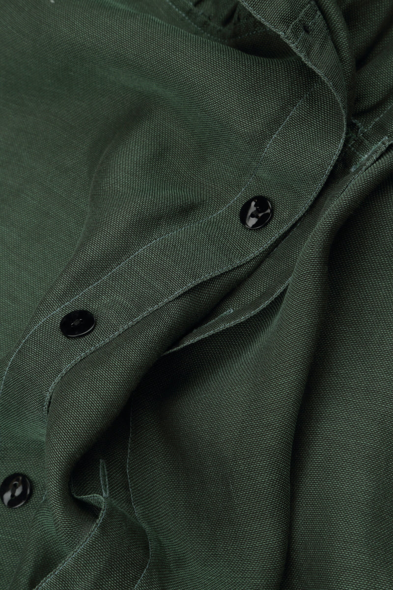 Buttoned Sage Silk Cotton Jacket