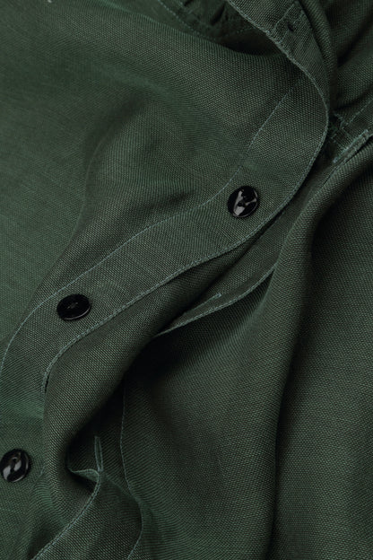 Buttoned Sage Silk Cotton Jacket