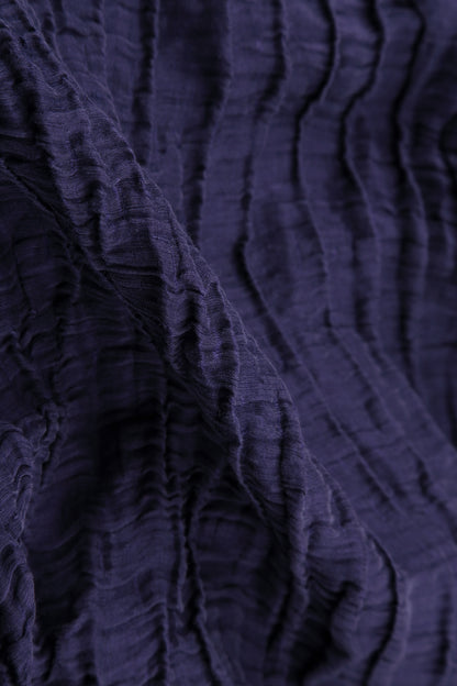Buttoned Sides Crinkled Royal Purple Silk Linen Tunic 5