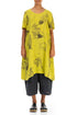 Buttoned Sides Cyber Lime Mirage Linen Tunic Dress 1