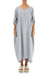 Buttoned Silver Grey Linen Dress 1