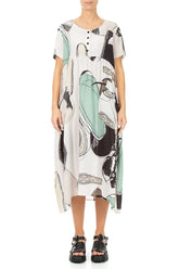 Buttoned Tumbled Stone Silk Bamboo Dress 1