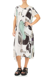 Buttoned Tumbled Stone Silk Bamboo Dress 4