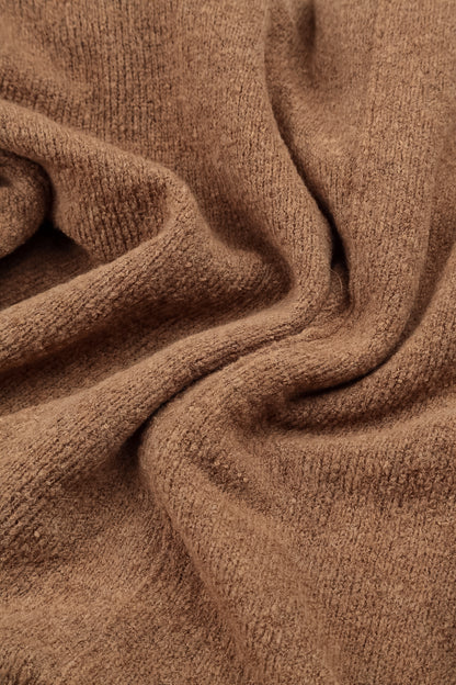 Buttoned V-Neck Caramel Wool Cardigan 6