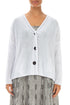 Buttoned White Linen Cardigan 1
