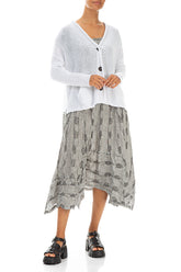 Buttoned White Linen Cardigan 4