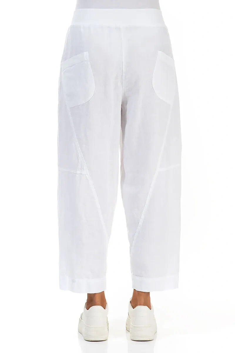 Buttoned White Linen Trousers 2