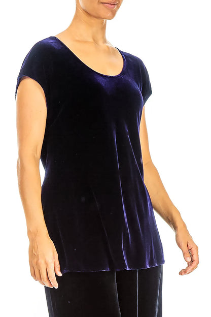 Cap Sleeve Royal Purple Silk Velvet Blouse 3