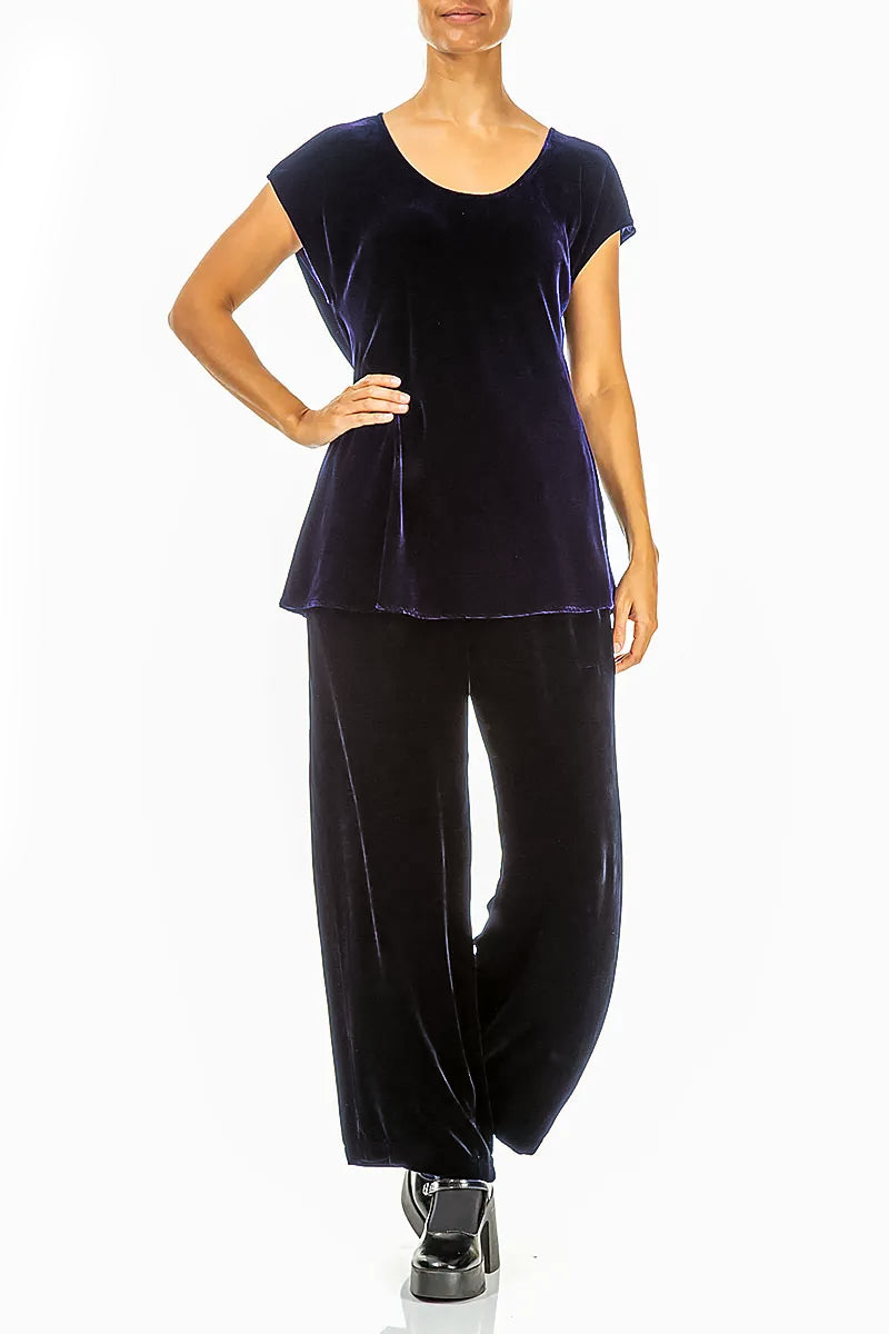 Cap Sleeve Royal Purple Silk Velvet Blouse 4