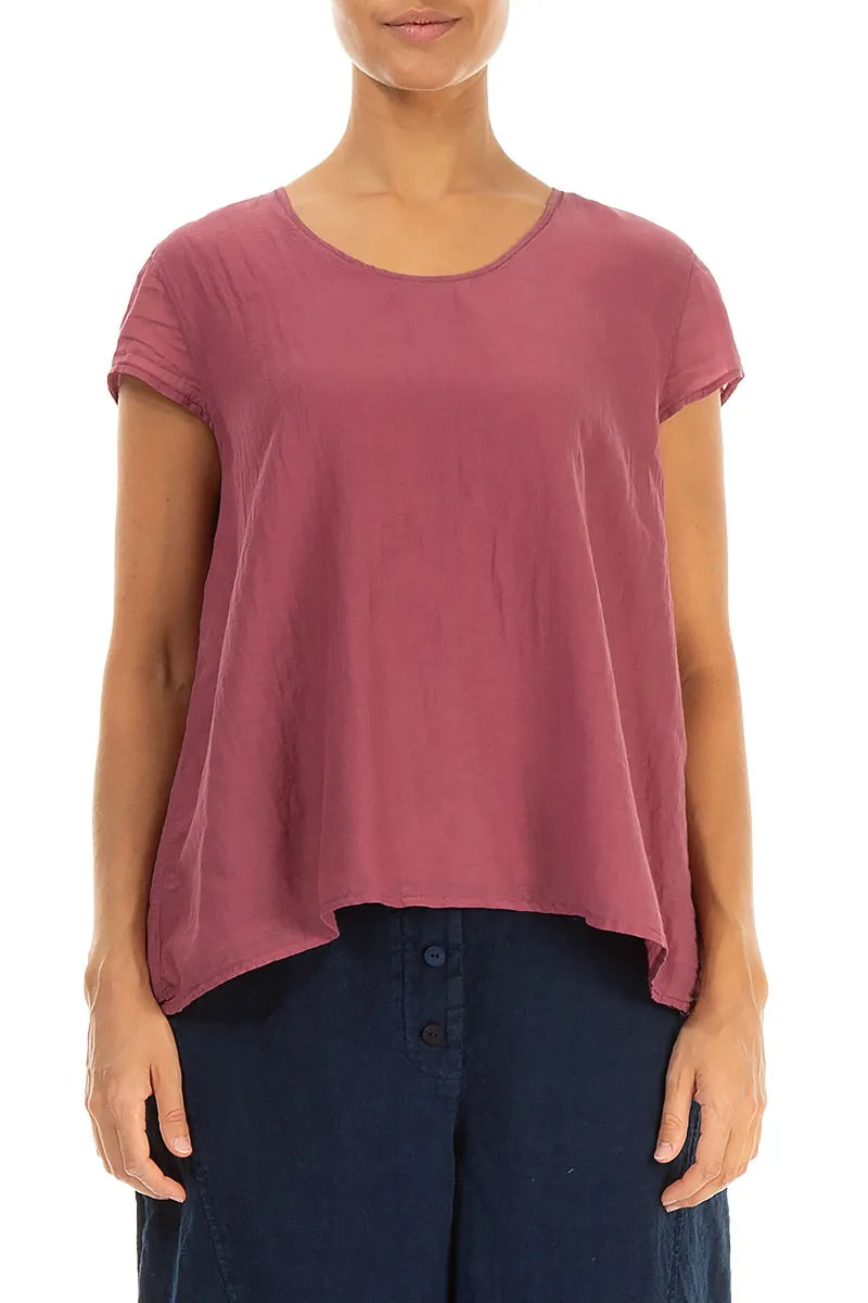 Cap Sleeves Antique Ruby Silk Cotton Blouse 1