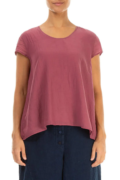 Cap Sleeves Antique Ruby Silk Cotton Blouse 1