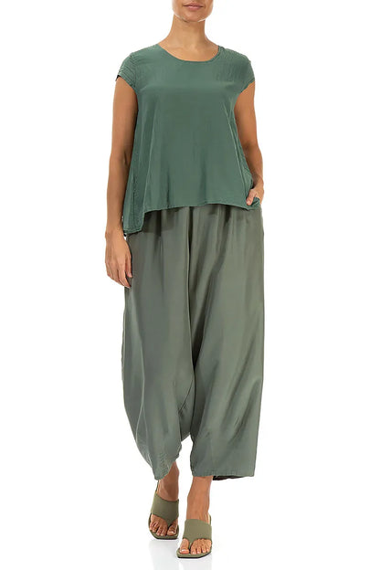 Cap Sleeves Sage Silk Cotton Blouse