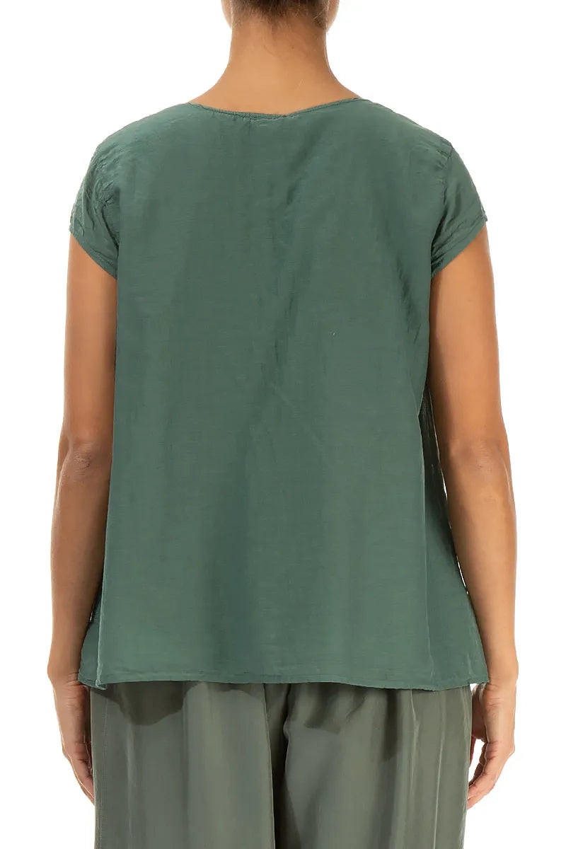 Cap Sleeves Sage Silk Cotton Blouse