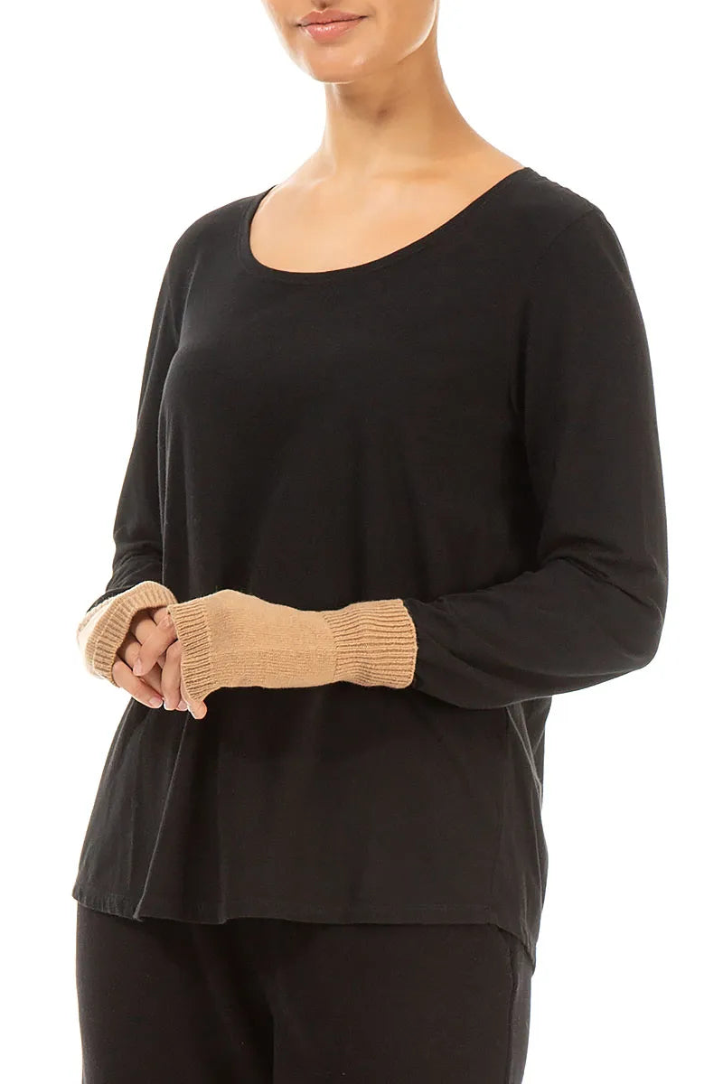 Chauffe-bras en laine douce caramel