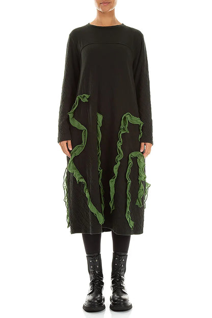 Cascading Waves Shamrock Green Wavy Cotton Dress
