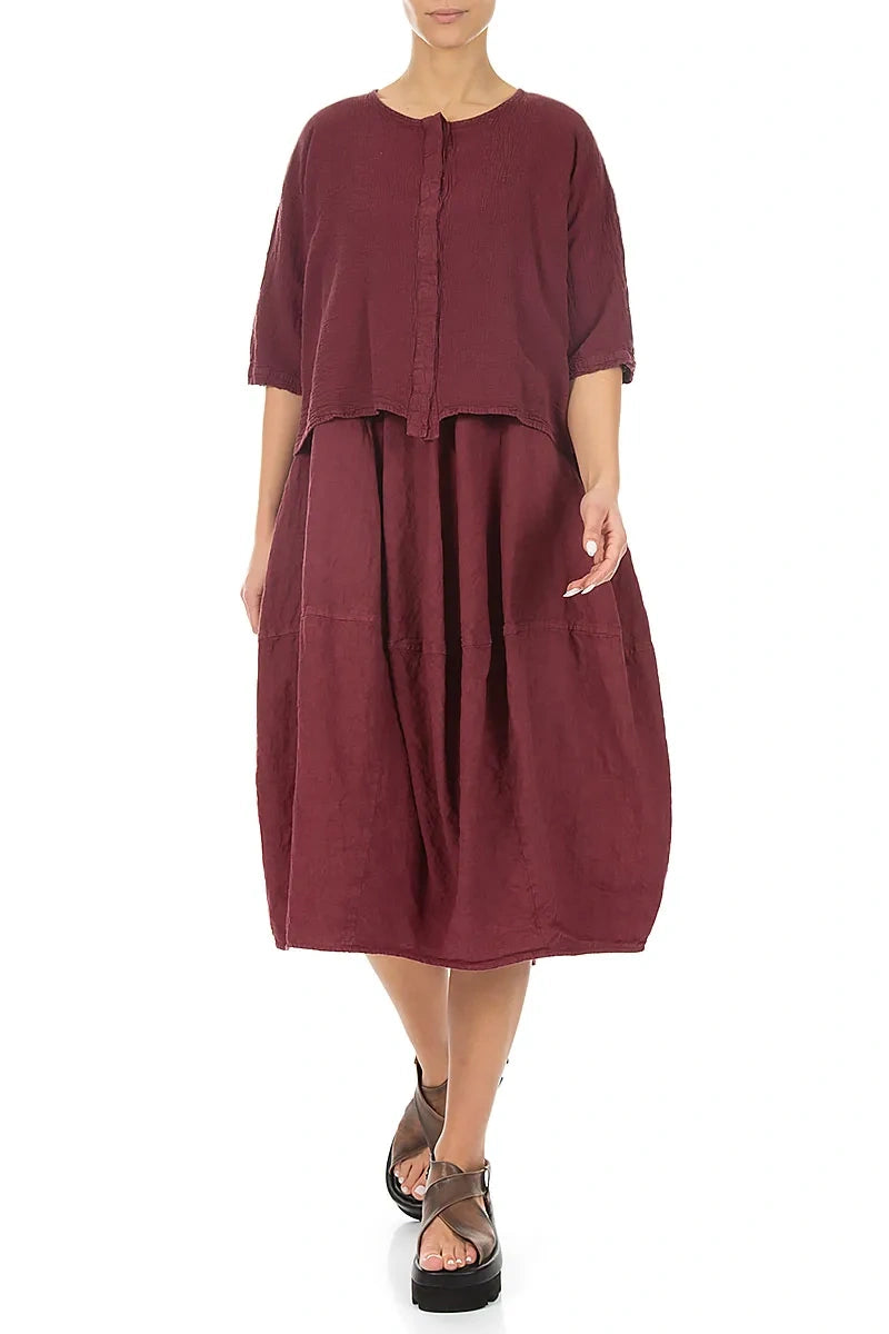 Centre Placket Antique Ruby Linen Viscose Jacket 4